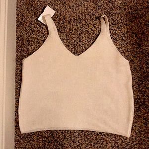 White Strapless Ribbed Crop Top